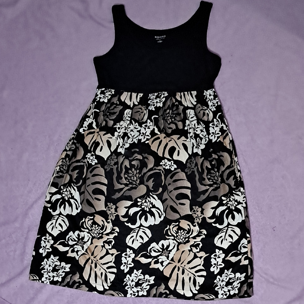 Sonoma Black and White Sleeveless Sundress